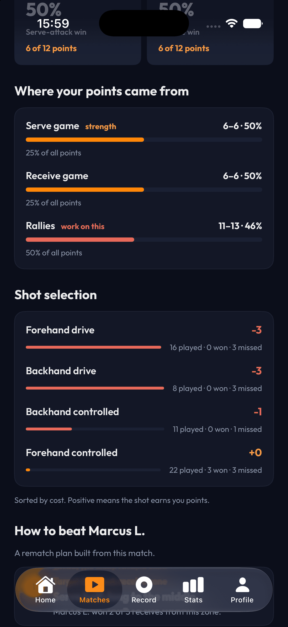PaddleIQ match shot selection analysis