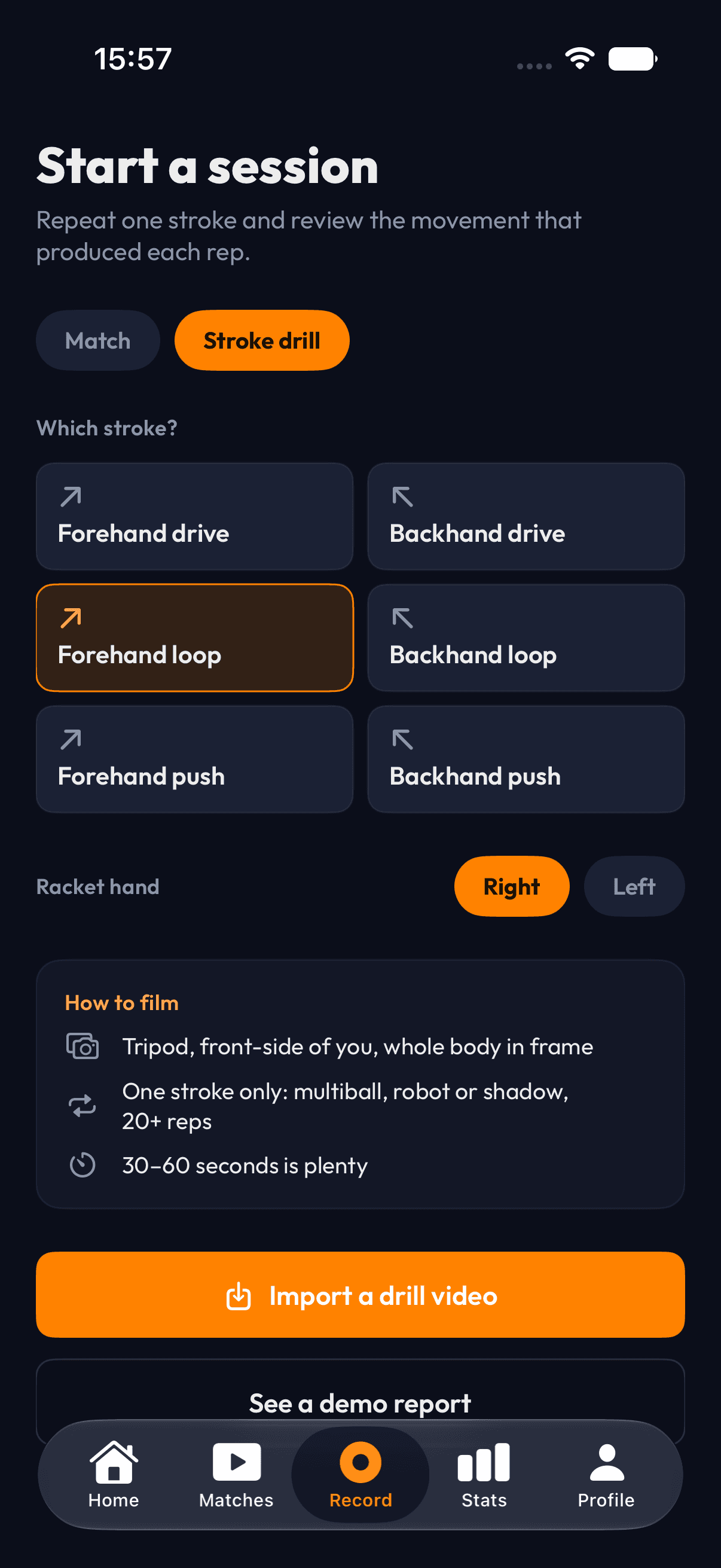 PaddleIQ stroke drill setup