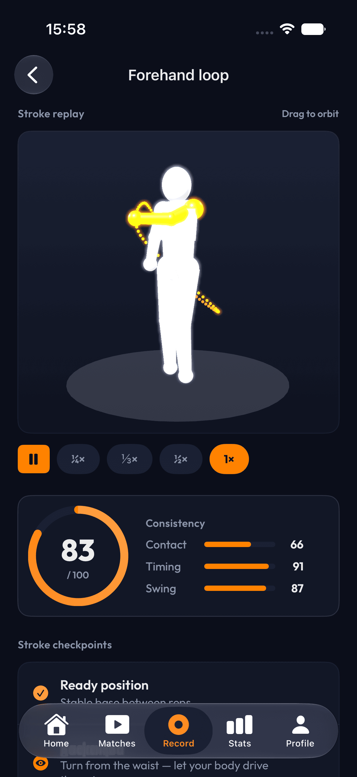 PaddleIQ 3D stroke replay